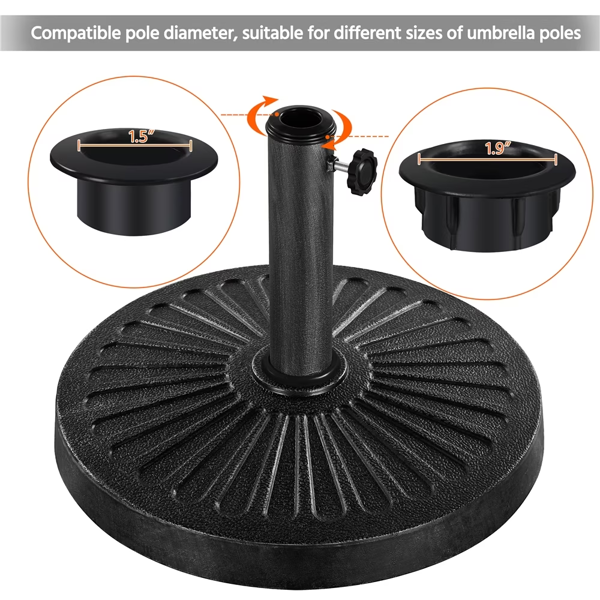 30 Lb Heavy Duty Iron Patio Umbrella Base 18in  For Outdoor, Black  Shipment From Walmart