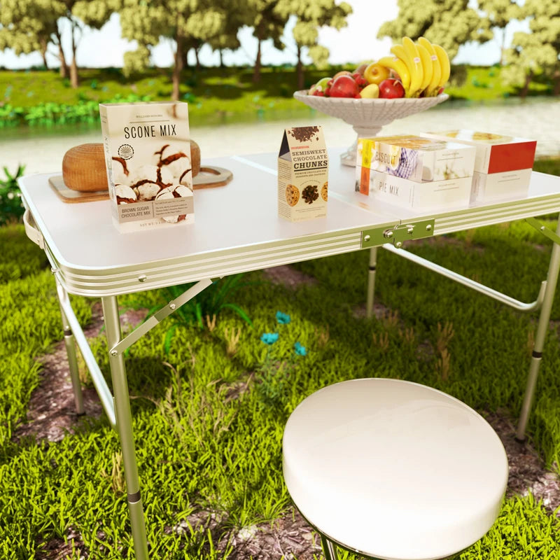 Folding Table Portable Foldable Camping Picnic Table, Extra Strength Aluminium Gardern Tables For Indoor Outdoor Party Dining