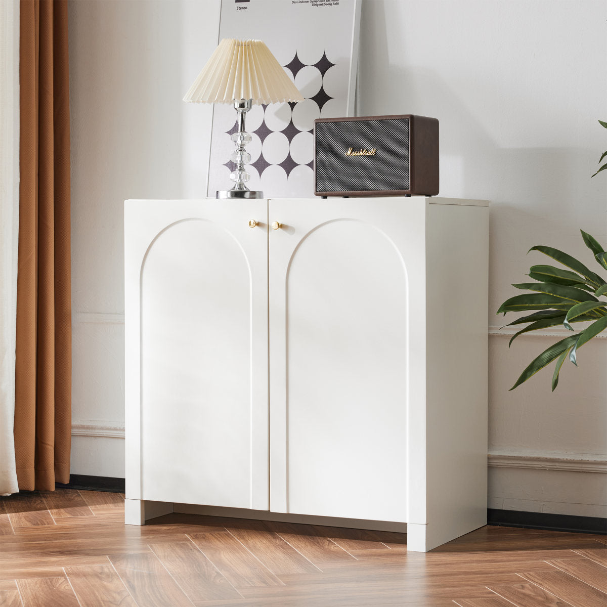 Storage Cabinet With 2 Doors, Wooden Buffet Sideboard With Adjustable Shelf And Metal Handles, Freestanding Kitchen Cupboard For Living Room, Dining Room And Hallway, White, 80 X 40 X 80 Cm