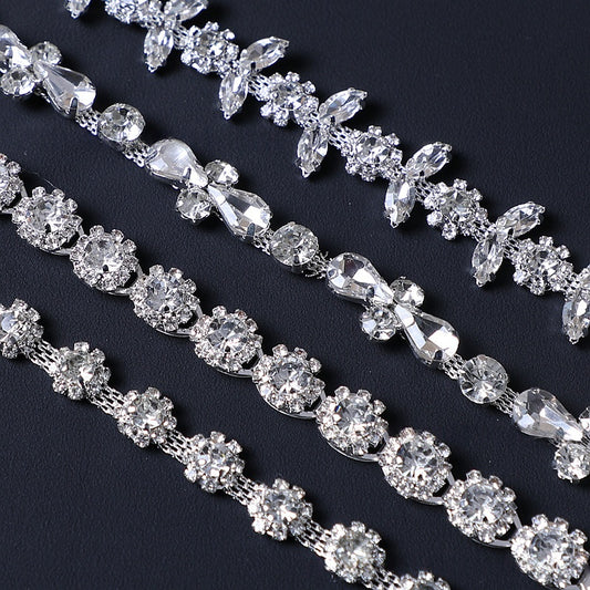 Chain Accessories Rhinestone Chain DIY Jewelry Soldered Chain Floral Design