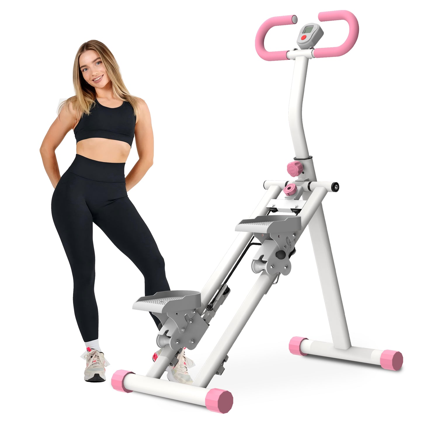 Stair Stepper For Home-Upgrade Vertical Climber Workout Machine For Full-Body Exercise Climber Fitness Equipment With Stable Frame Adjustable Handlebar-Pink