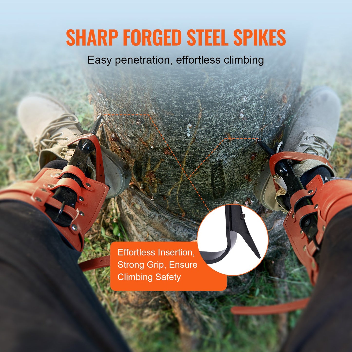 Tree Climbing Spikes Climbing Spurs Alloy Steel Arborist Equipment Orange