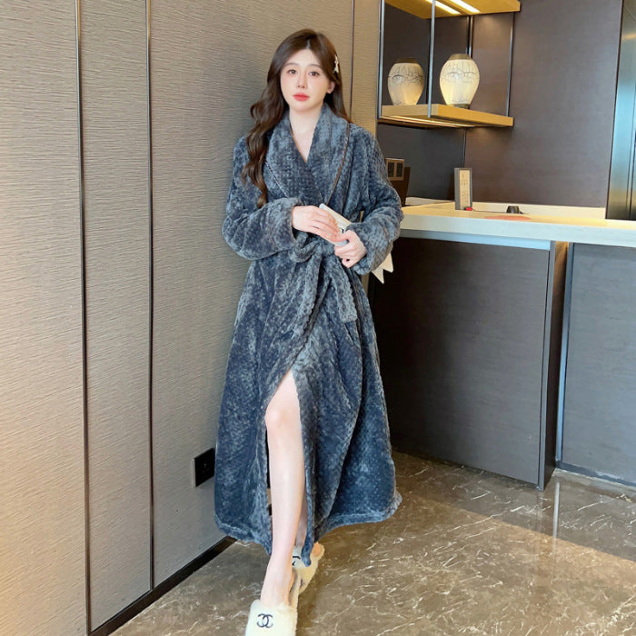 Thickened Loungewear Women's Long Wholesale Beauty Salon Bathrobe Pajamas