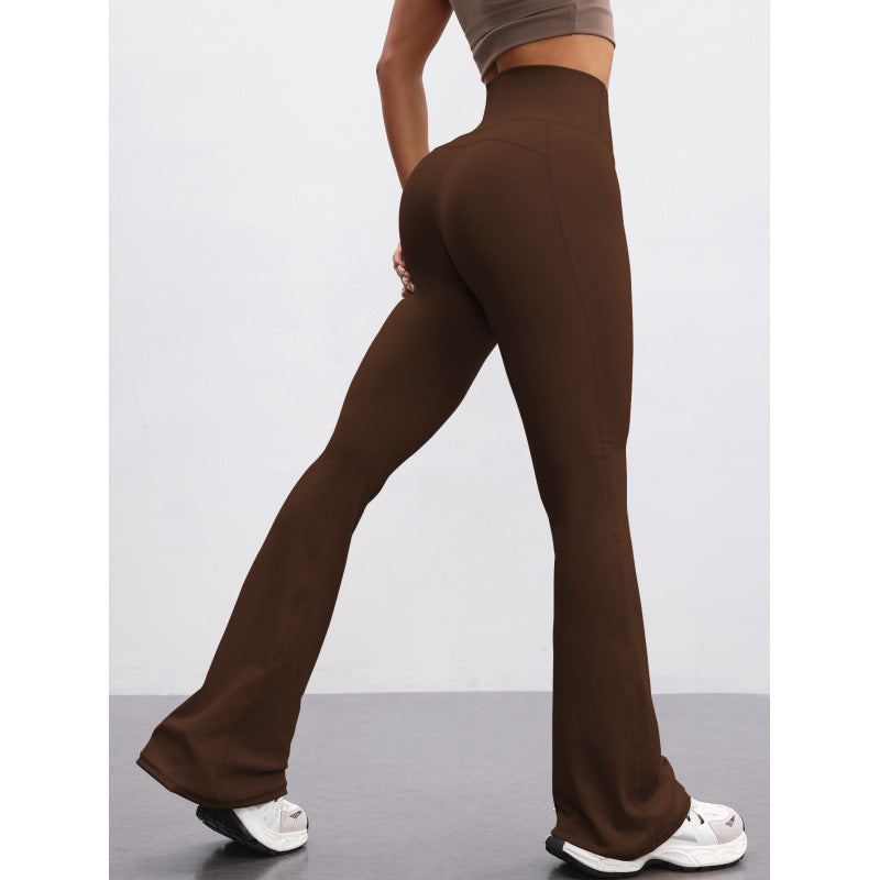 High-waisted Casual Flared Pants For Fitness And Sports