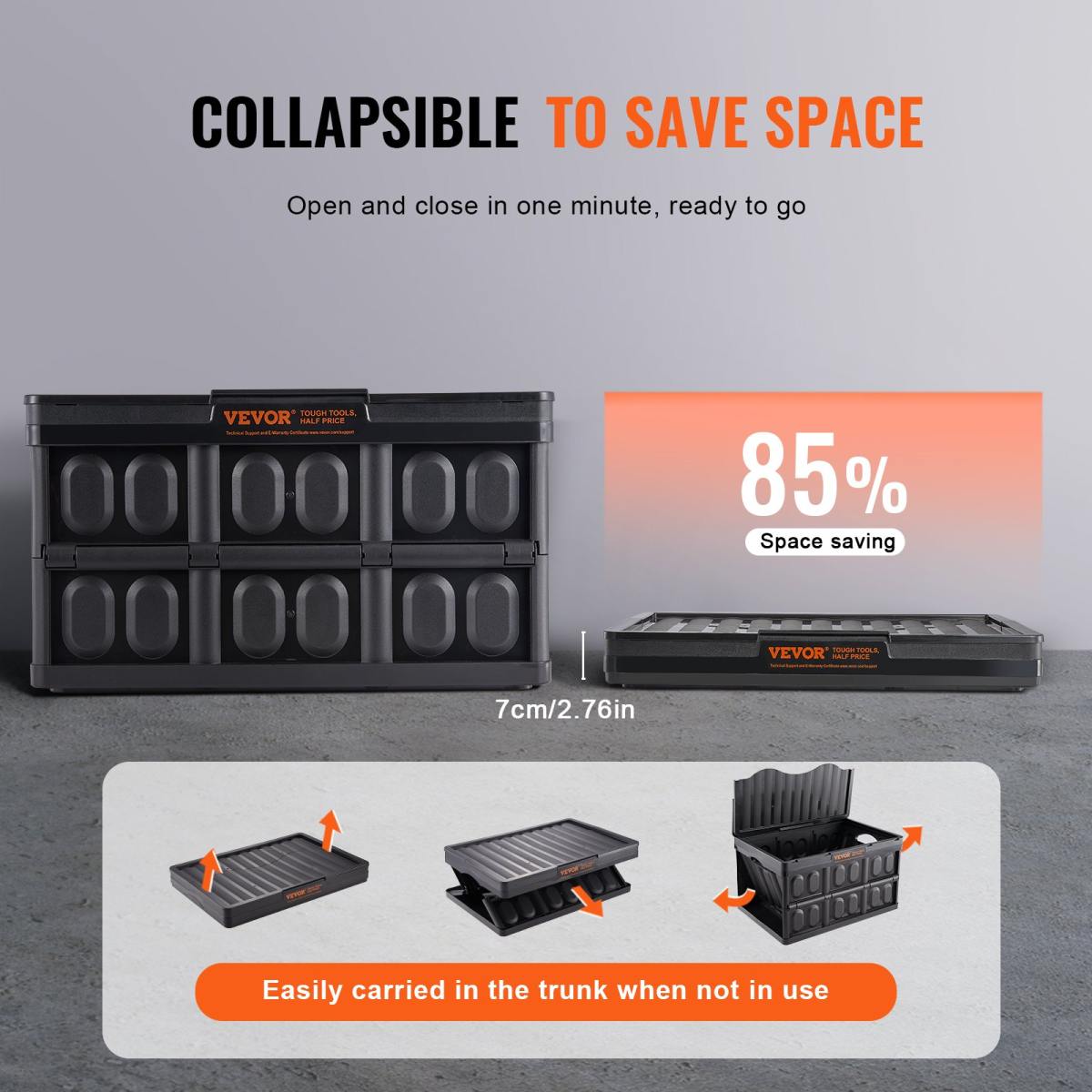 Collapsible Storage Bins With Lids, 45L 3 Packs, Folding Plastic Stackable Utility Crates With Handles, Large Heavy Duty Containers For Clothes, Toys, Books, Snack, Shoes, And Grocery Organizing