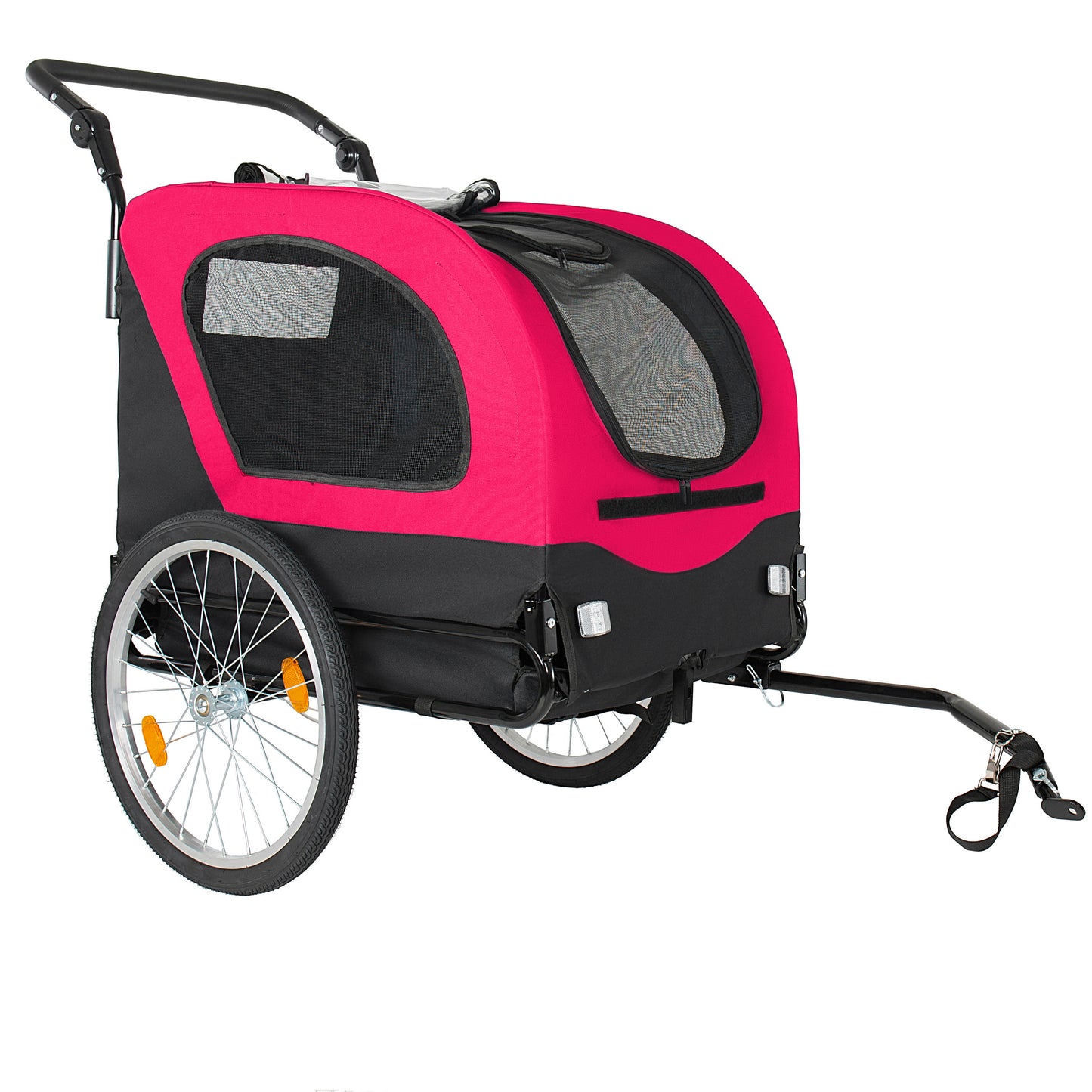 2-in-1  Bike Trailer & Pet Stroller For Dogs Up To 110lbs Foldable Pet Carrier Cart With Front Caster & 20   Quick Release Air-Filled Wheels, Breathable Mesh And PVC Rain Cover, Red