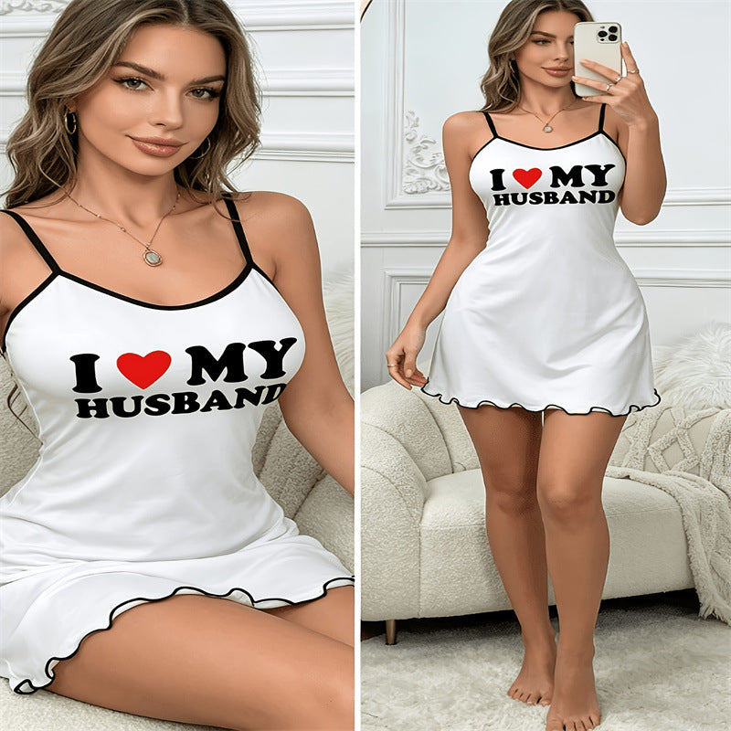 Printed Nightdress Womens Loungewear Comfortable Home Casual Slip Dress
