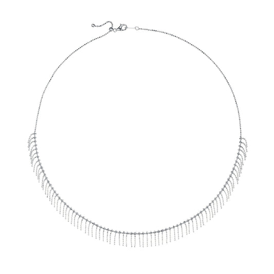 S925 Sterling Silver Tassel Necklace For Women 45cm Adjustable 3.9g Lightweight 10.5mm Wide Platinum Gold Rose Gold Plated Gift Box