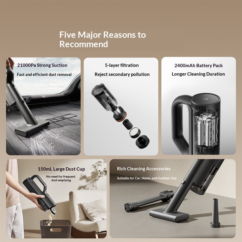 Charging Long-lasting Dual-use Handheld Vacuum For Home And Car