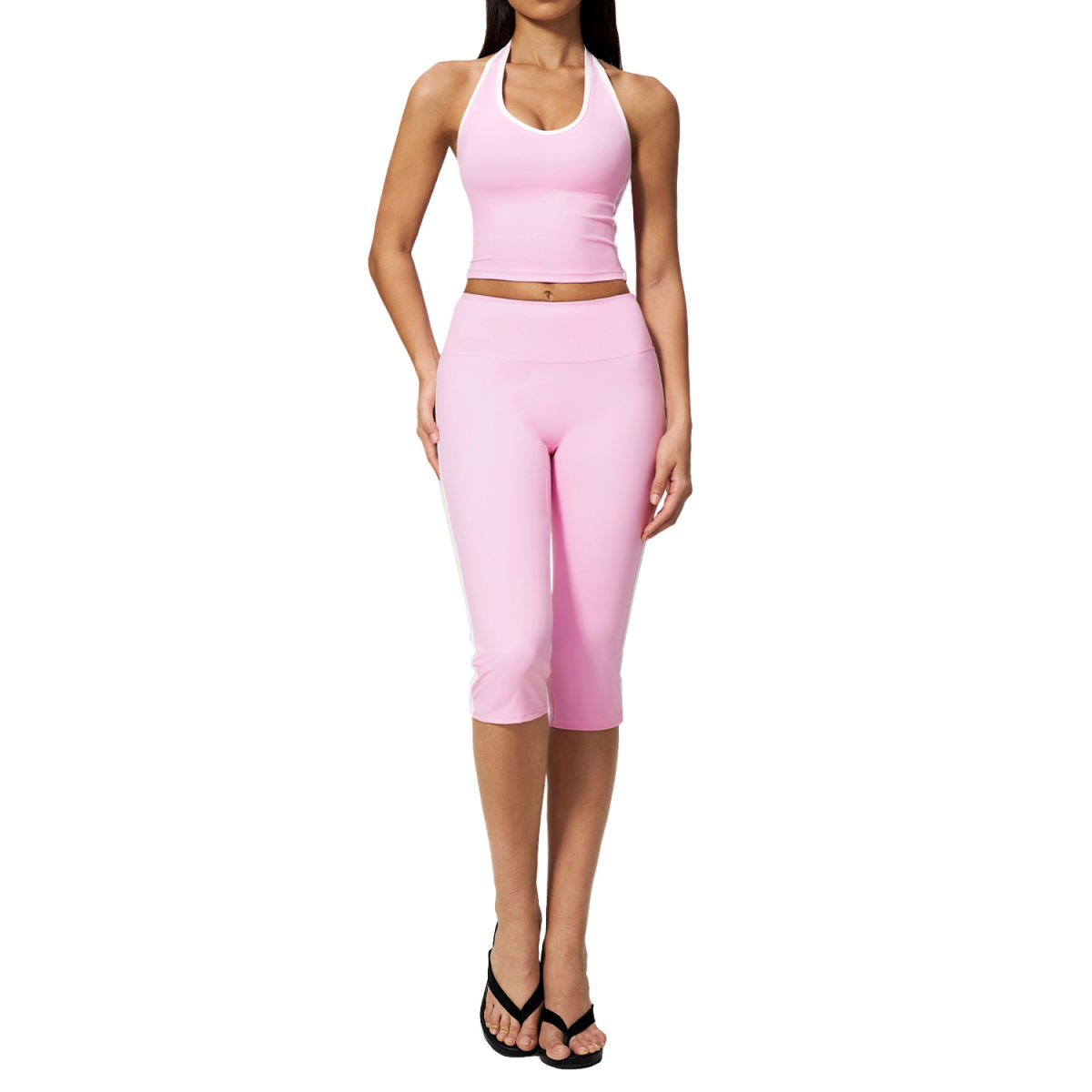High-end Womens Fitness Outfit With A Halterneck Design And Built-in Padded Cups