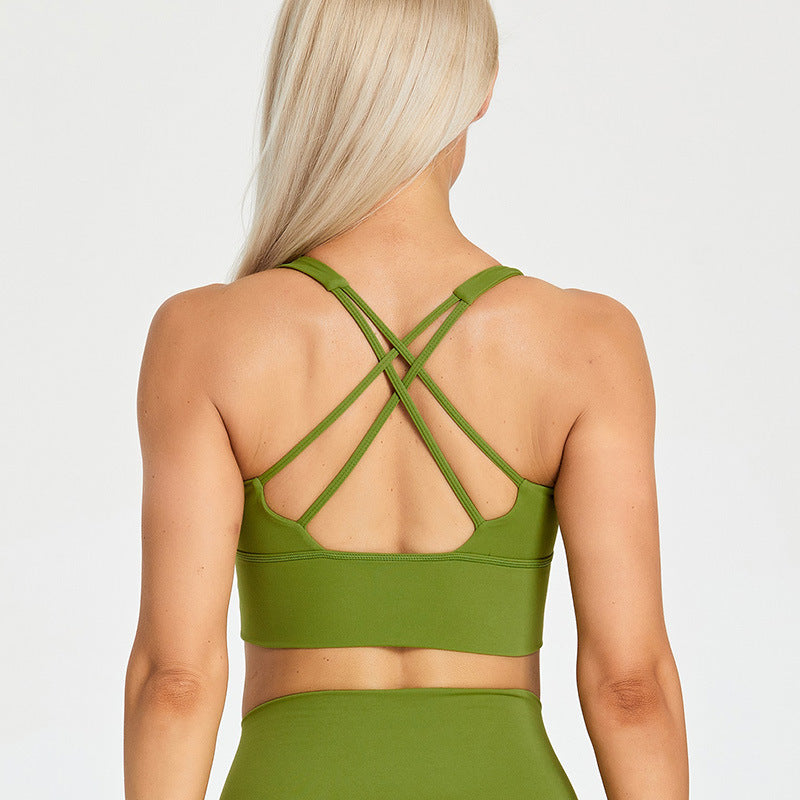 Fitness Bra With Chest Pad Cross Beauty Back Exercise Underwear