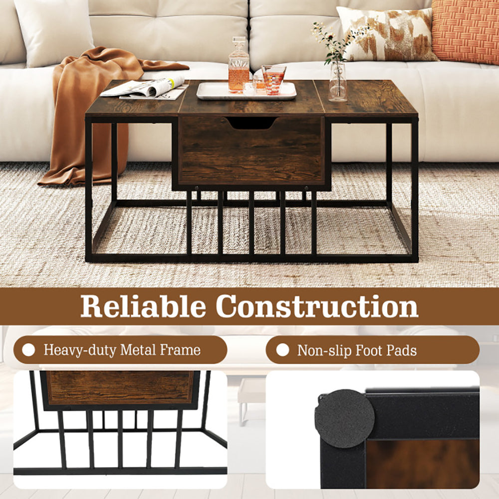 Lift Top Coffee Table Modern Center Table With Hidden Storage Compartment With Anti-slip Feet For Living Room, Reception Room Or Office