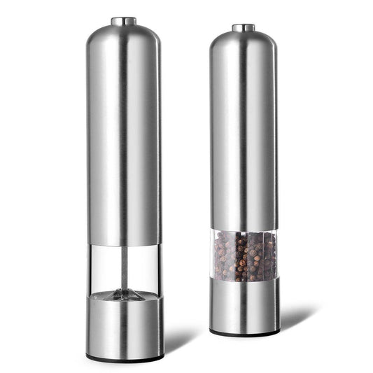 Stainless Steel Electric Pepper Grinder, ABS Automatic Spice Mill, Adjustable Coarseness Kitchen Seasoning Pepper Mill For Salt And Pepper
