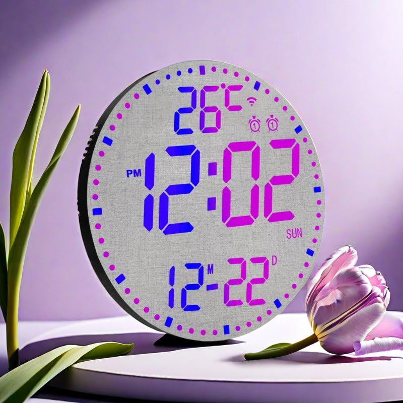 Smart WiFi Perpetual Calendar Digital Clock With RGB Color-Changing Wall Clock