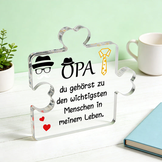 Acrylic Block Puzzle—Modern Decorative Piece As A Special Father’s Day Gift For Grandpa—Party Decorations