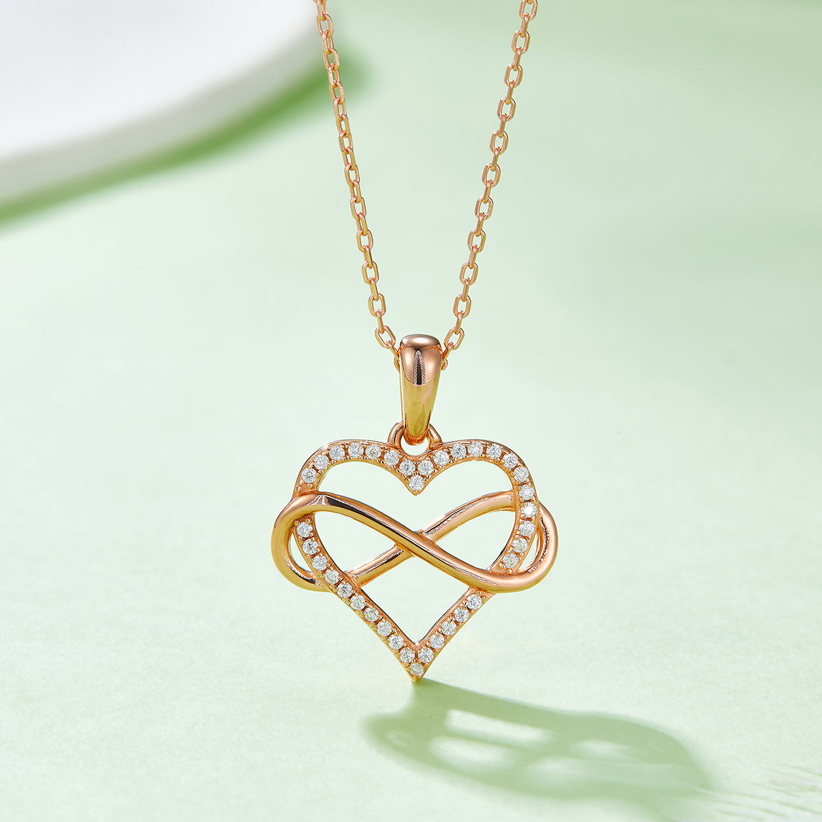 S925 Sterling Silver 4g Infinity Heart Necklace 45cm 36 Stone Moissanite Pendant With GRA, Platinum Plated Romantic Gift Box Set For Women