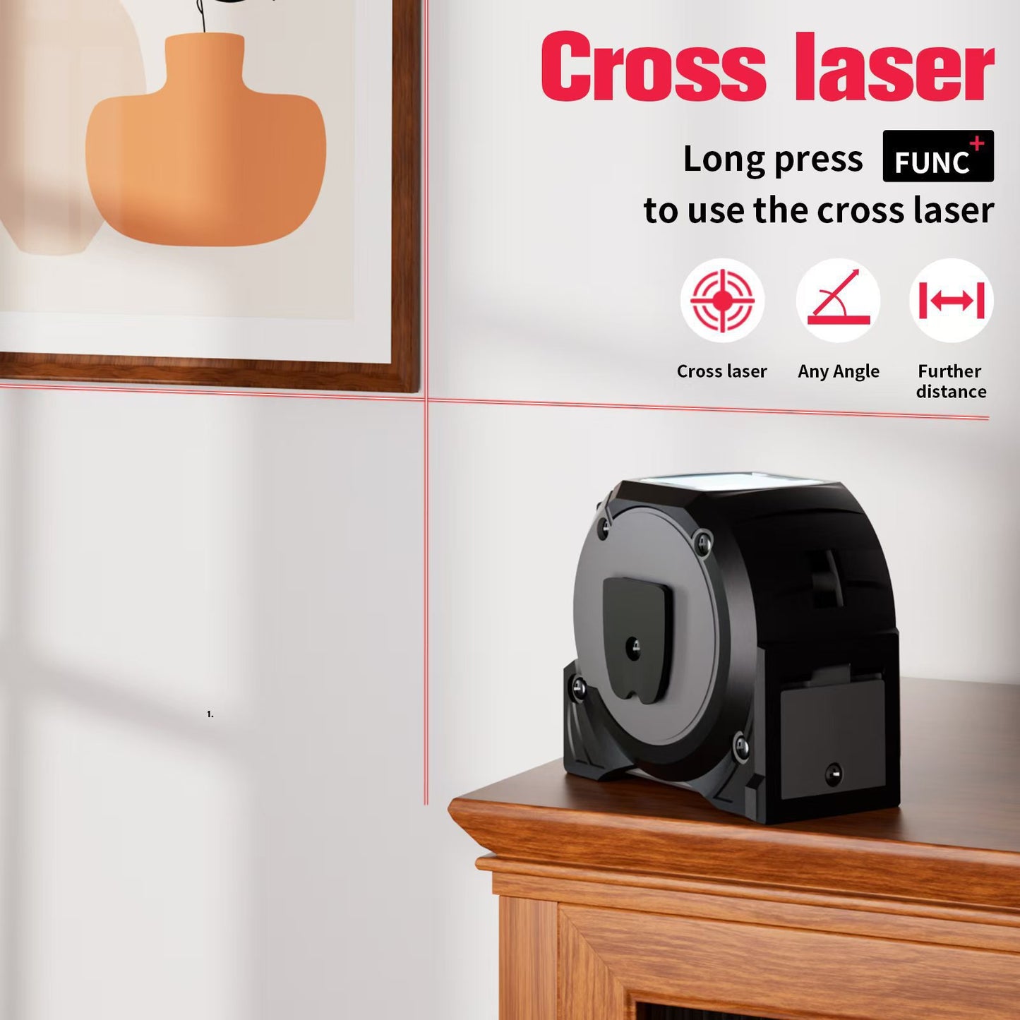 40-meter Digital Smart Tape Measure 3-in-1 Infrared 60-meter Distance Measurer With Cross-line Laser Projection