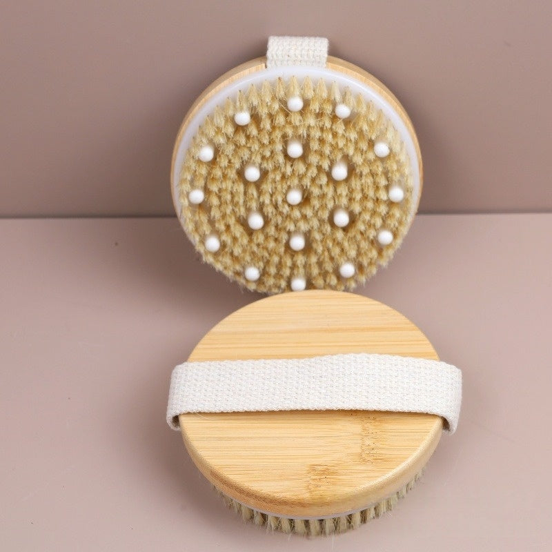 Pig-bristle Bath Brush Large Size Round Head Massage Brush