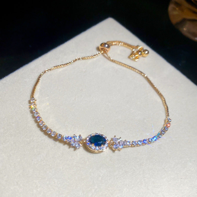 Frosted Blue Cubic Zirconia Bangle Ins Style Trendy  Bracelet Streetwear Fashion Jewelry