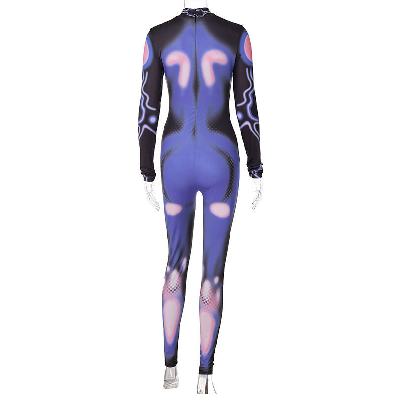 Personalized Printed Long-sleeved Sports Yoga Jumpsuit