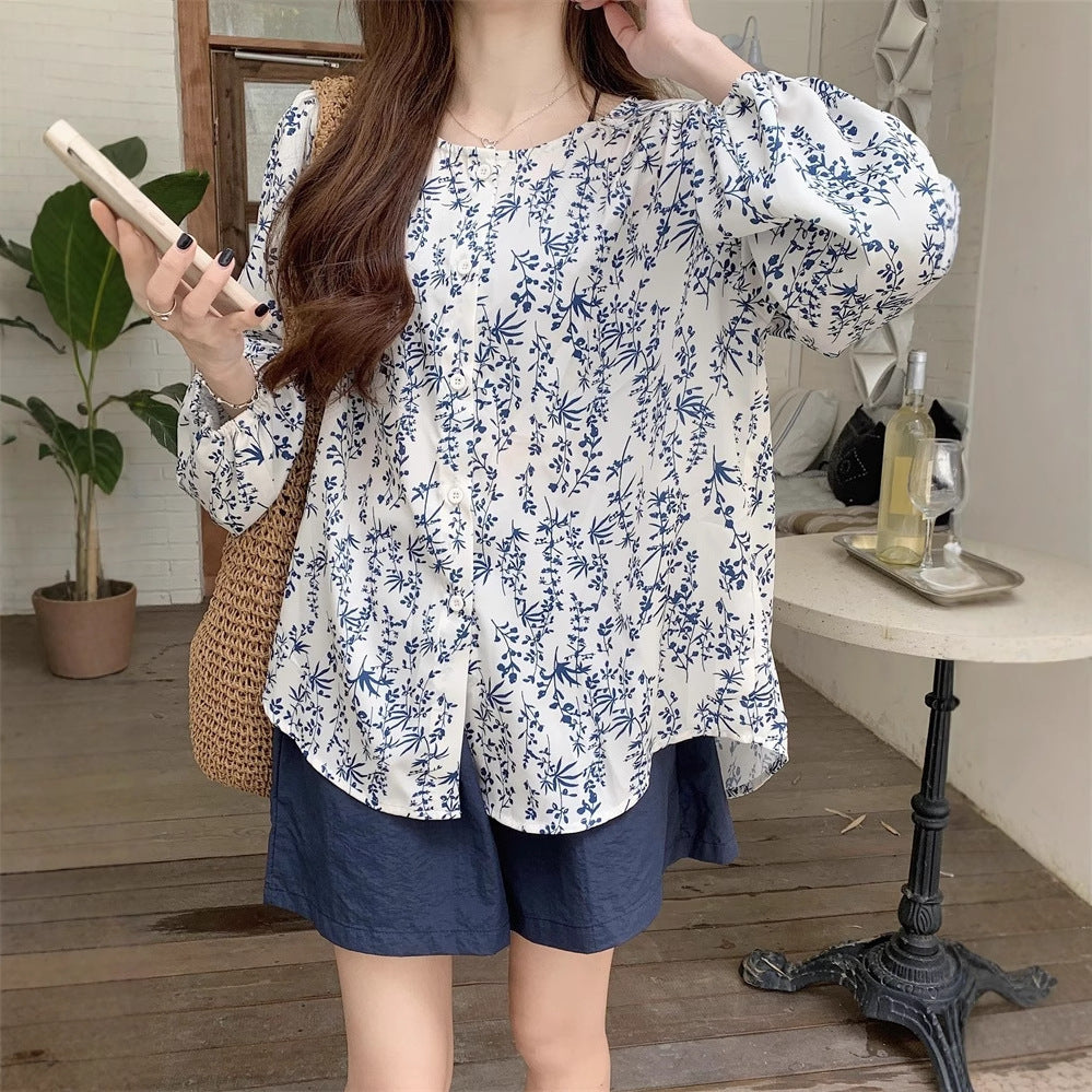 Vintage Floral Long-Sleeve Shirt For Women New Autumn Style