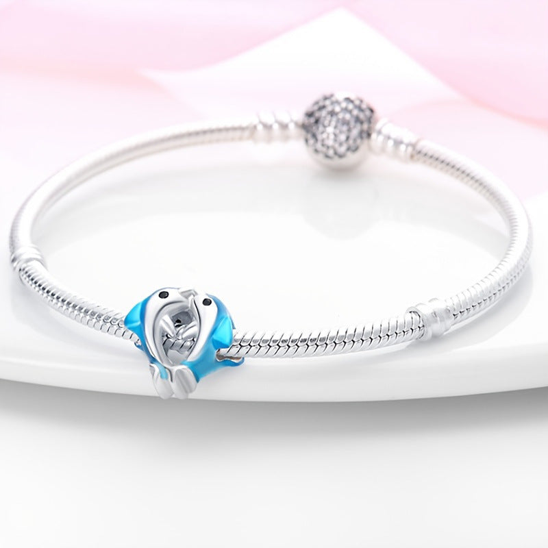 Fashion White Copper Silver Plated DIY Bracelet Jewelry Accessories Beads Pendant