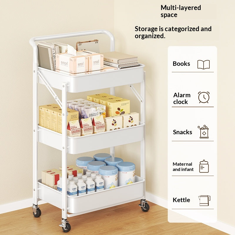 Foldable Storage Cart Kitchen Trolley Rack