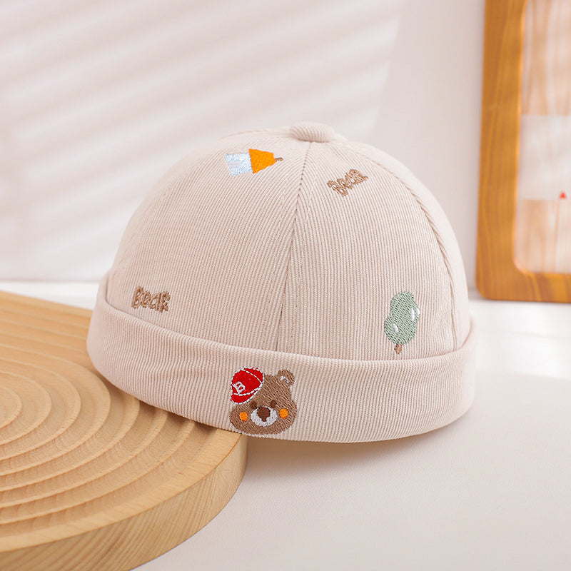 Summer Boys And Girls' Fun Scene Embroidery Velcro Cute School-style Baby Master Hat Suitable For Daily Outings, Outdoor Shopping And Playing.