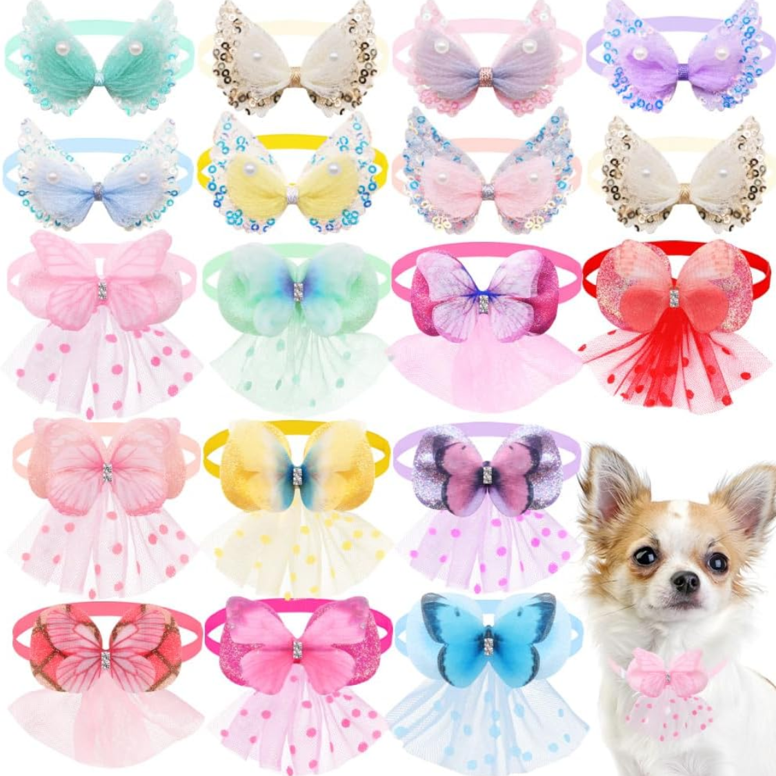 20Pcs Cute Dog Collar Grooming Accessory For Small Breed Puppies Cats