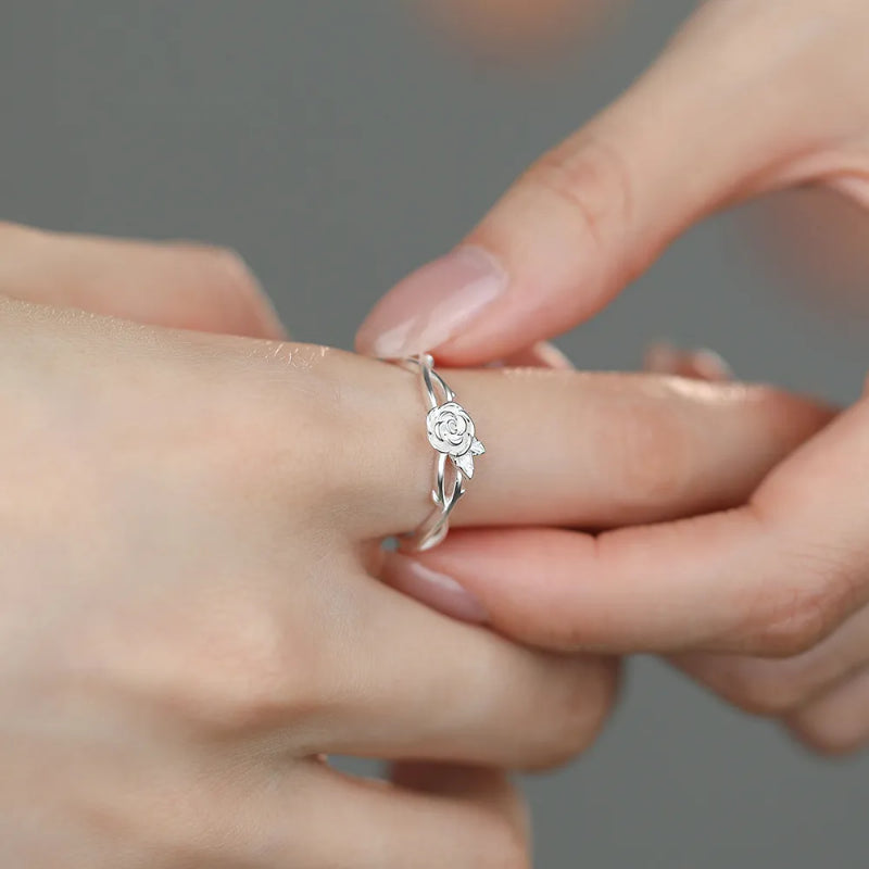1pc 999 Sterling Silver Rose Open Ring, Delicate Style, Perfect For Daily Wear And Valentine's Gift