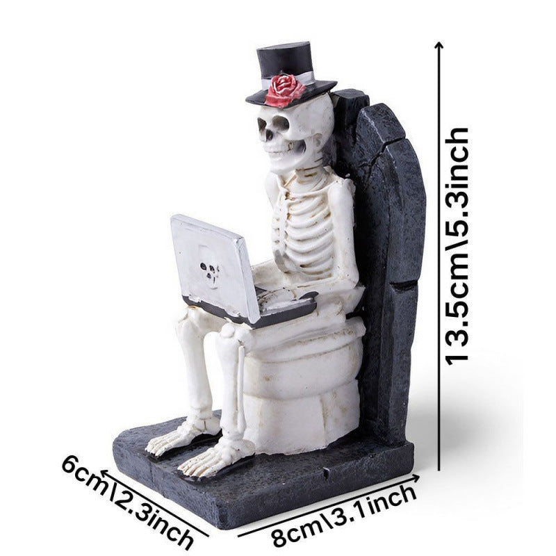 Halloween Horror Funny Skull Watch Computer Statue Ornaments