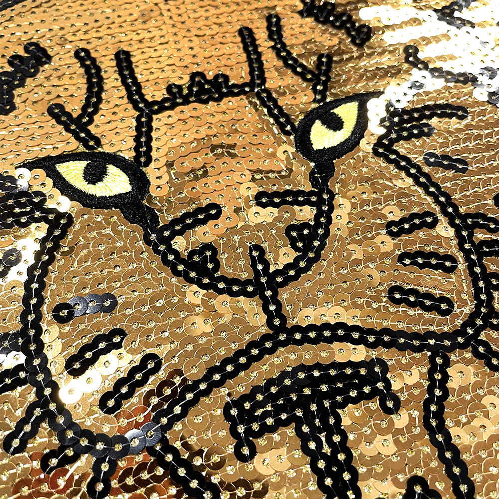 Embroidery Cartoon Sequin Tiger Head Adhesive Cloth Tape Clothing Accessories Large Patch