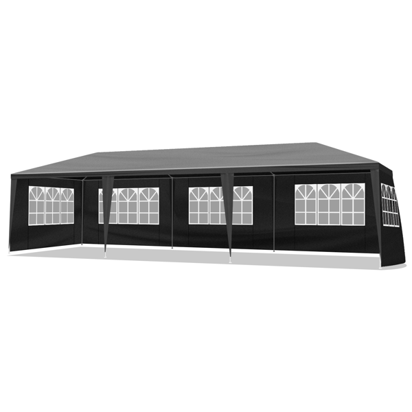 10'x30' Outdoor Party Tent With 8 Removable Sidewalls, Waterproof Canopy Patio Wedding Gazebo Black