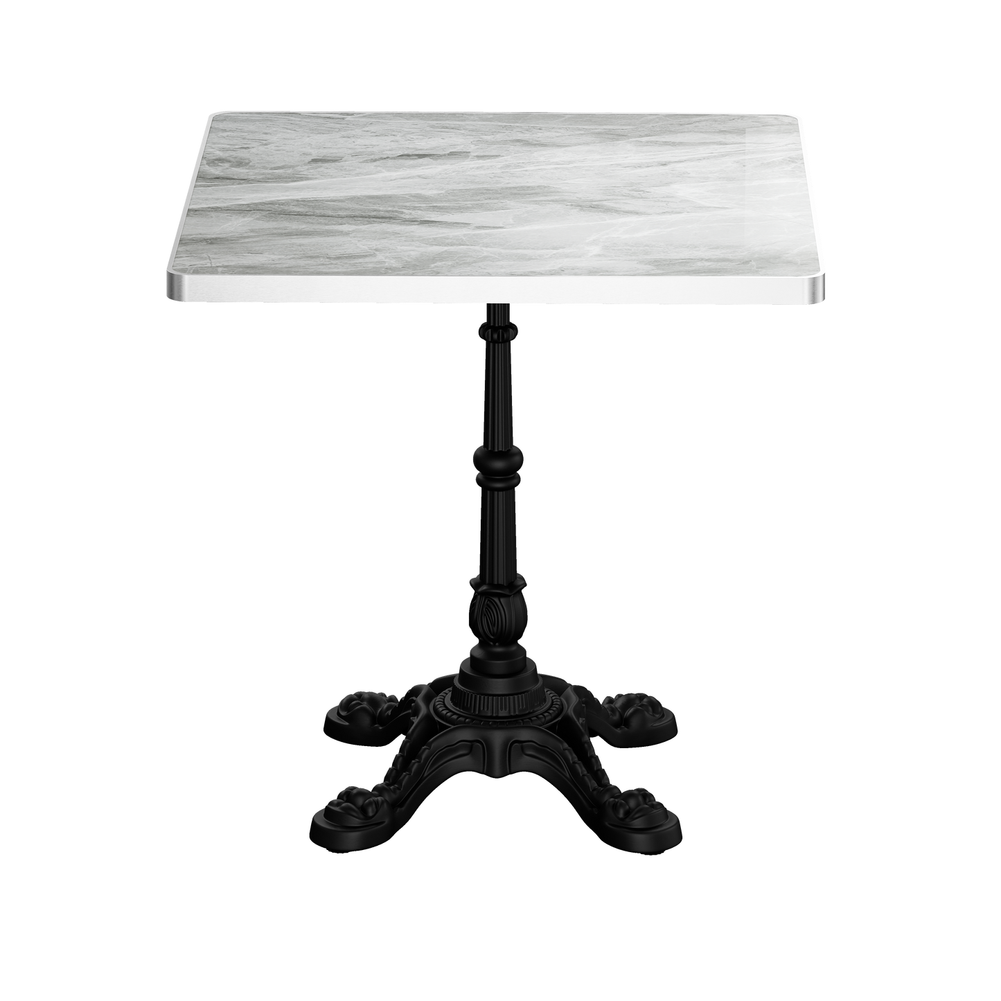 Marble-Look Sintered Stone Square Table - Heavy-Duty Cast Iron Base For Bistro, Cafe, Bar & Home Use