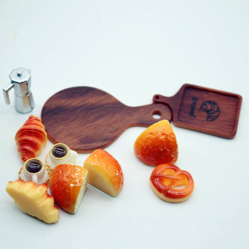 Dollhouse Miniature Food Play Bread Breakfast Coffee Set OB11 Model Photography Props And Scene Setting