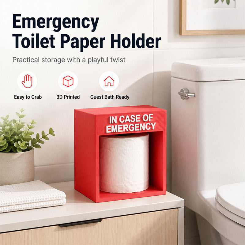 Funny Emergency Toilet Paper Holder, 3D Printed Freestanding Toilet Roll Storage Box, Novelty Bathroom Decor, Gag Gift For Home Restroom