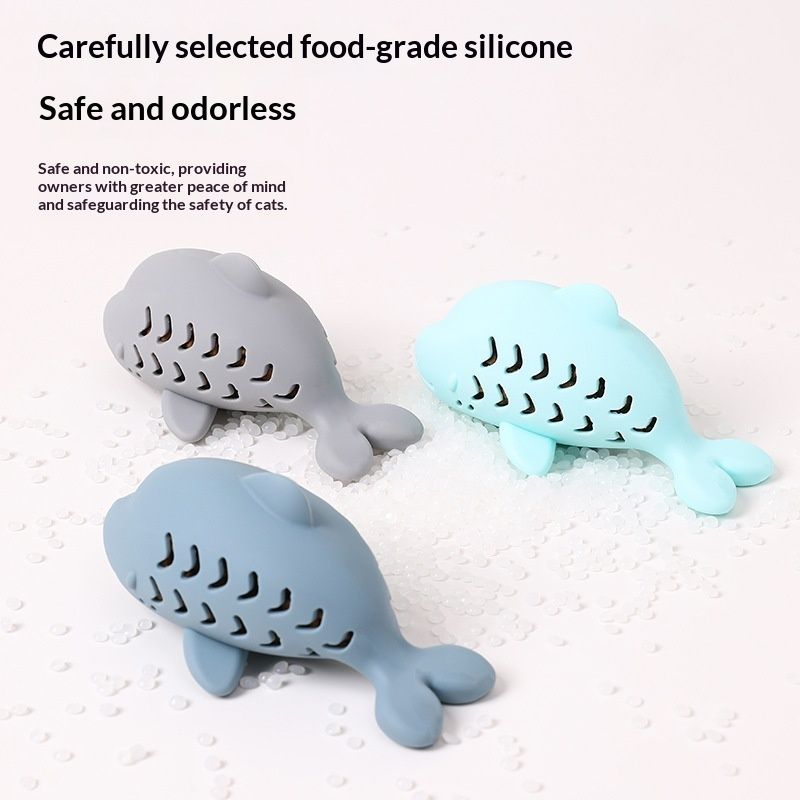 Cat Food-dispensing Bite-resistant Silicone Toy In The Shape Of A Cute Little Fish For Pets