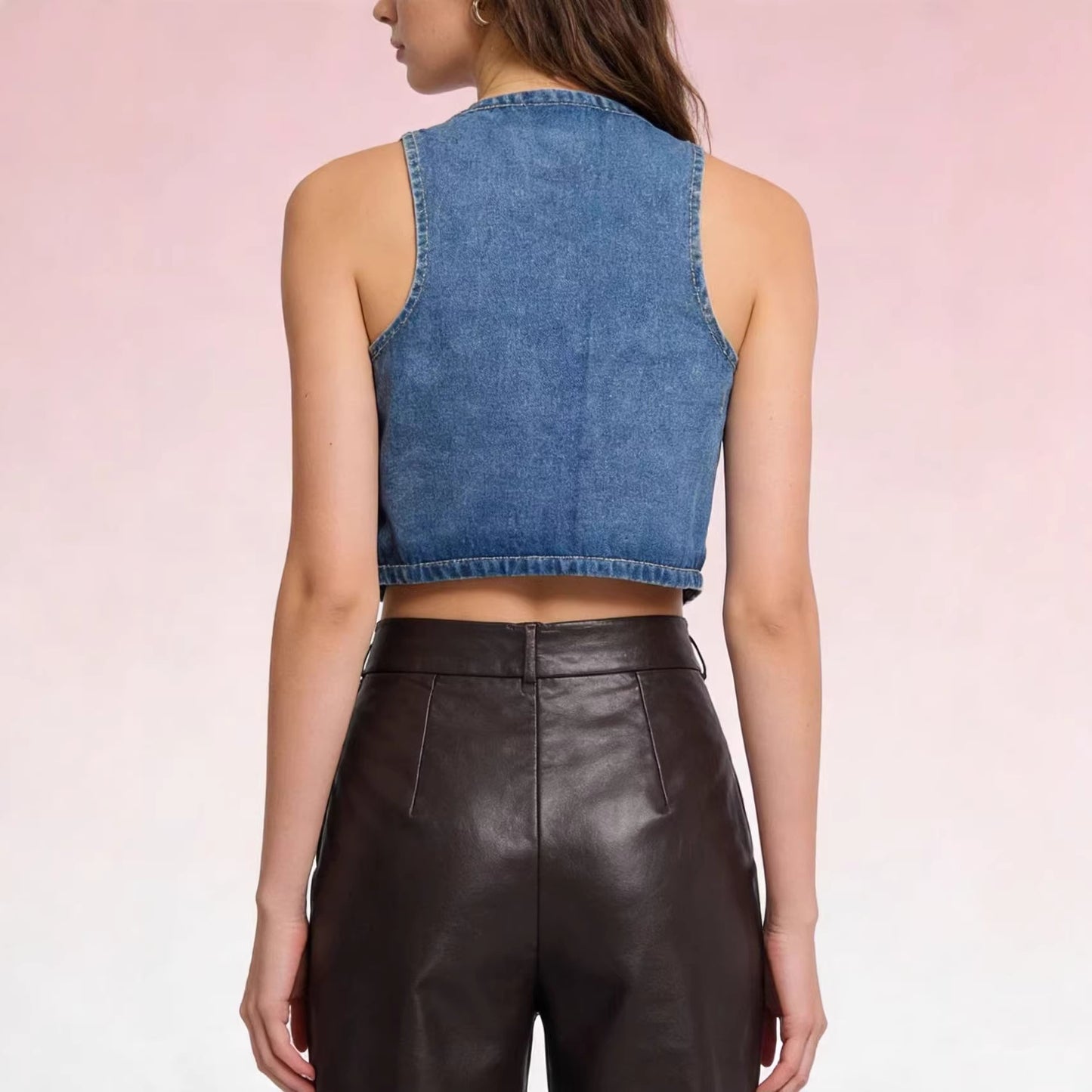 Womens Retro Casual Fashion Denim Vest