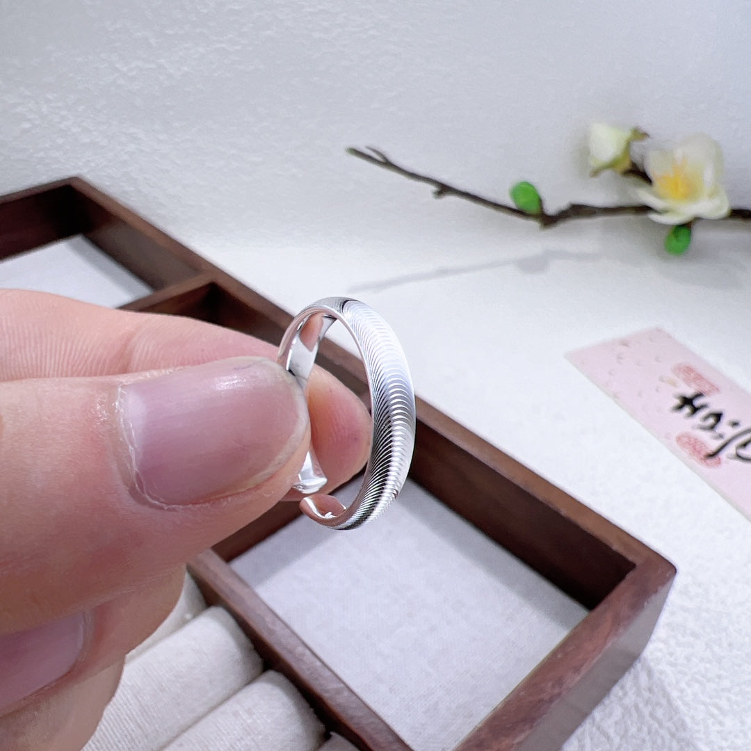 1pc 999 Sterling Silver Cat's Eye Effect Open Ring, Minimalist & Elegant Style, Perfect For Daily, Dating & Gifting, Ideal Valentine's Gift
