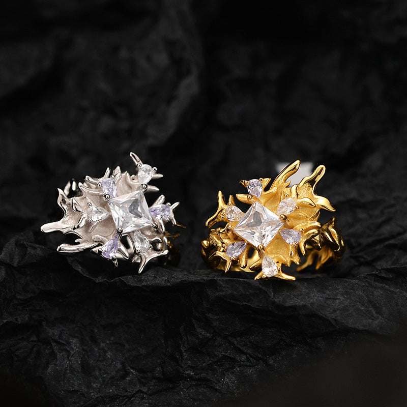 Korean-style Snowflake Zircon Ring For Women