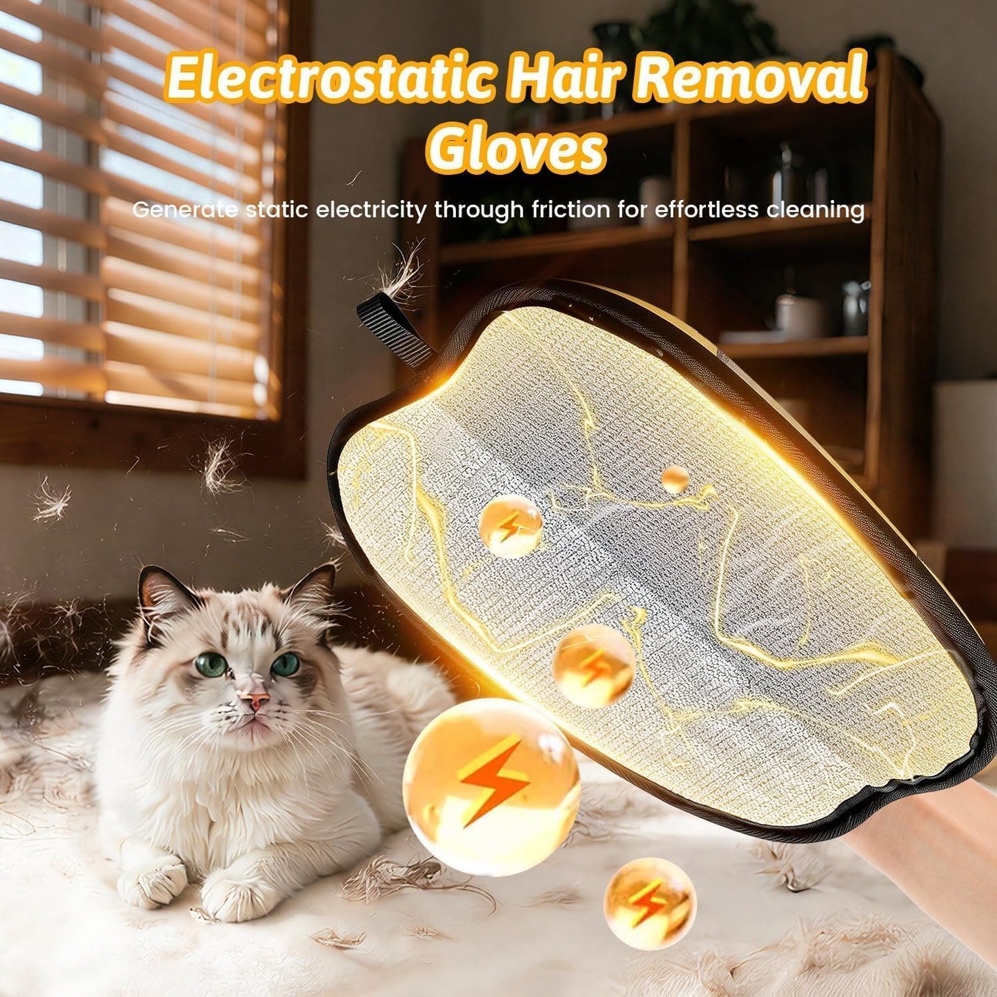 Pet Hair Removal Glove For Dogs & Cats, Upgraded Reusable Electrostatic Pet Hair Remover Glove, Magic Brush Mitt Tool For Couch, Furniture, Bed, Clothing, Carpet, Car Seat
