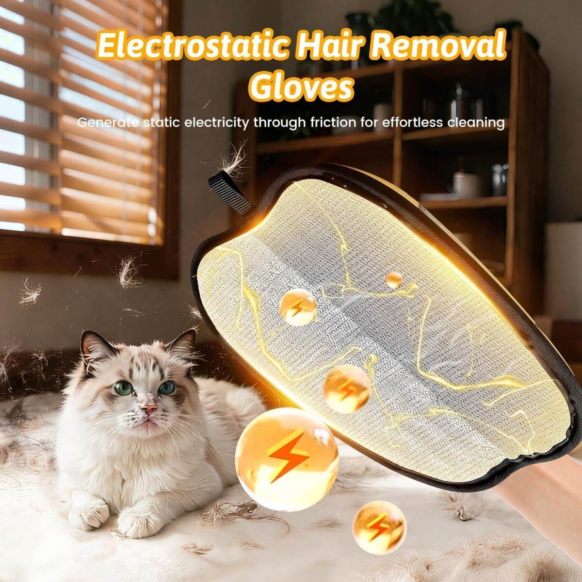 Pet Hair Removal Glove For Dogs & Cats, Upgraded Reusable Electrostatic Pet Hair Remover Glove, Magic Brush Mitt Tool For Couch, Furniture, Bed, Clothing, Carpet, Car Seat