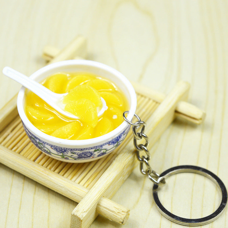 Artificial Food Pendant PVC Egg Noodle Keychain