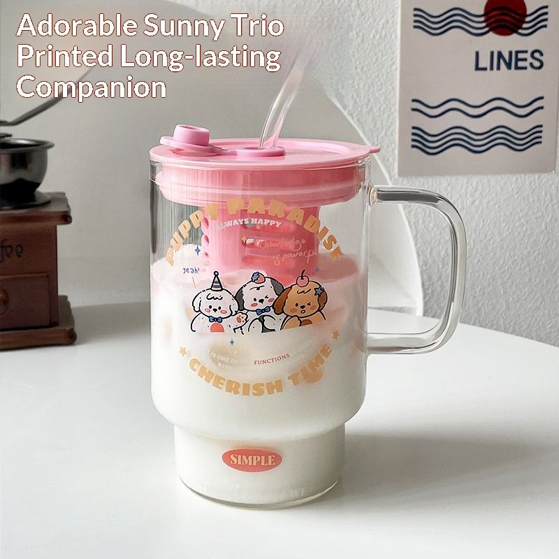 New Heat-resistant Glass Cup With A Tea Compartment And Straw
