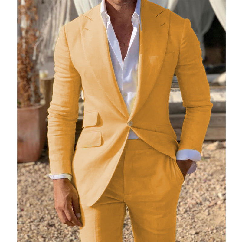 Cross-border Best-selling Mens Suit Two-piece Set