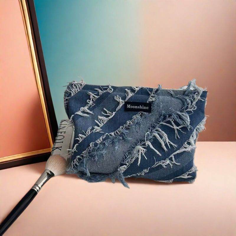 Denim Tassel Large-Capacity Storage Organizer Bag