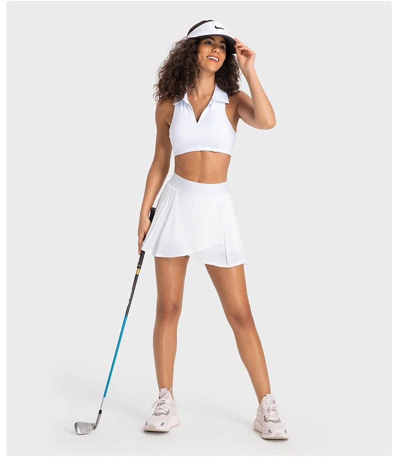 Cooling Three Points Exercise Skort Fashion Yoga Cross Front Pleated Skirt Tennis Skirt