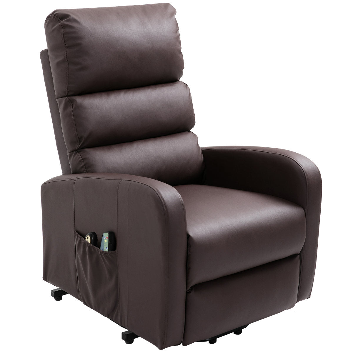 Power Massage Lift Recliner Chair With Heat & Vibration For Elderly, Heavy Duty And Safety Motion Reclining Mechanism, 2 Side Pockets , Remote Control, Faux