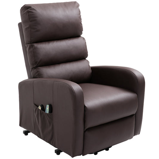 Power Massage Lift Recliner Chair With Heat & Vibration For Elderly, Heavy Duty And Safety Motion Reclining Mechanism, 2 Side Pockets , Remote Control, Faux