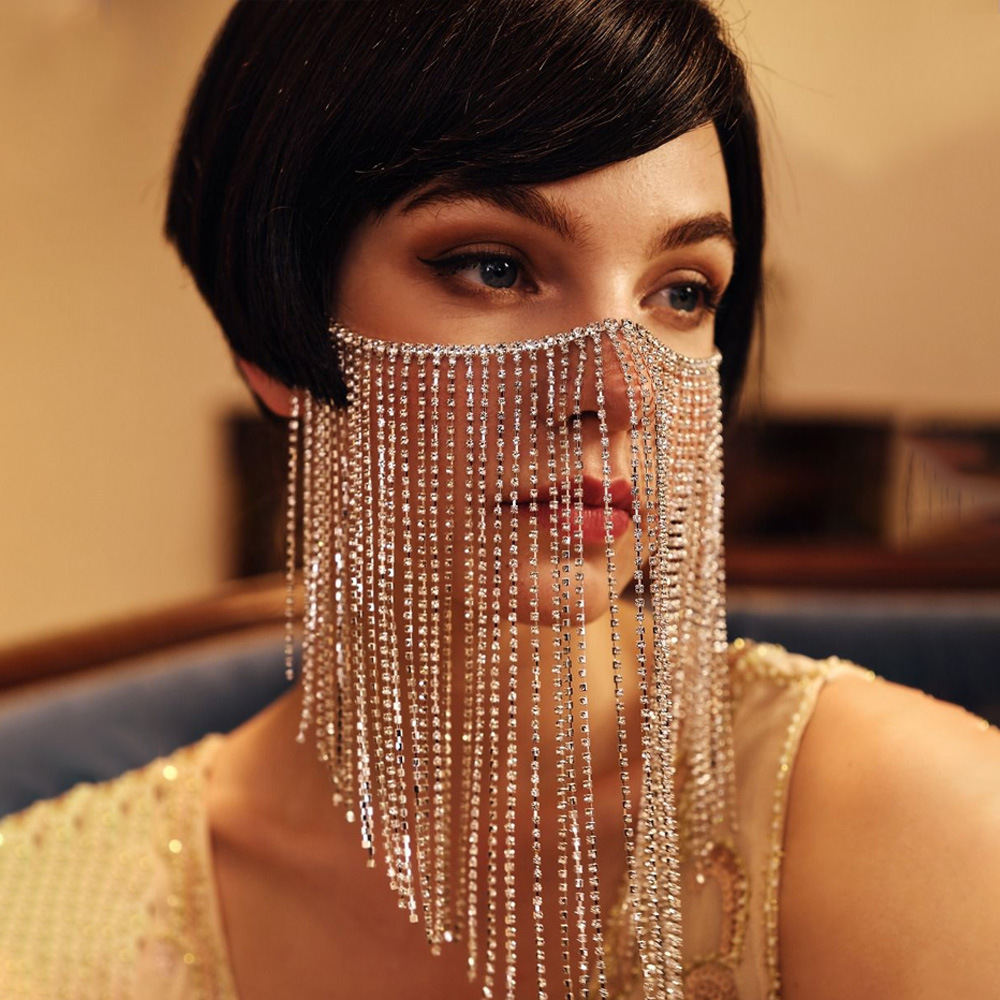 Vintage Claw Chain Rhinestone Tassel Drill Chain Veil Accessories